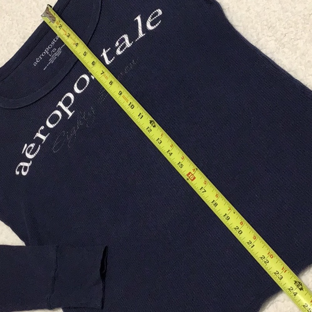 AEROPOSTALE LONG SLEEVE TEE NAVY LG - Picture 4 of 4